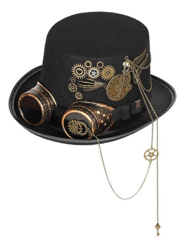 Sombrero De Copa Con Gafas Steampunk Y Disfraz