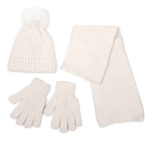 Set Nena Gorro +guantes +bufanda Lana Unicornio Invierno Tsr