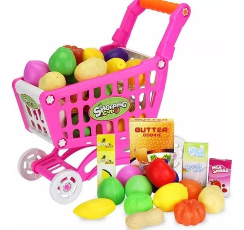 Carrito  Supermercado  Compras Juguete Niñas Niños Rosa