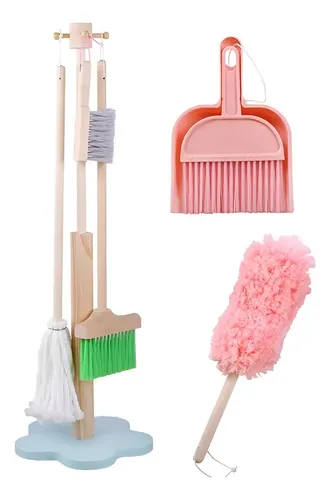 Set Aseo De Madera Limpieza Juguete Didáctico 6 Piezas