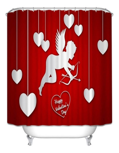 Cortina Ducha Baño Tela Lavable Rustico Cupido San Valentín