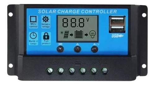 Controlador Regulador Carga Panel Solar 10a 12v/24v Pantalla