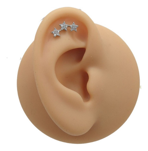 Piercing De Estrellas Plateado Helix Lóbulo Acero Quirúrgico