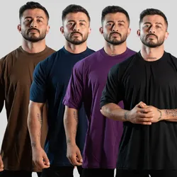 Kit 4 Camiseta Oversized Streetwear Básica Gola Alta Algodão