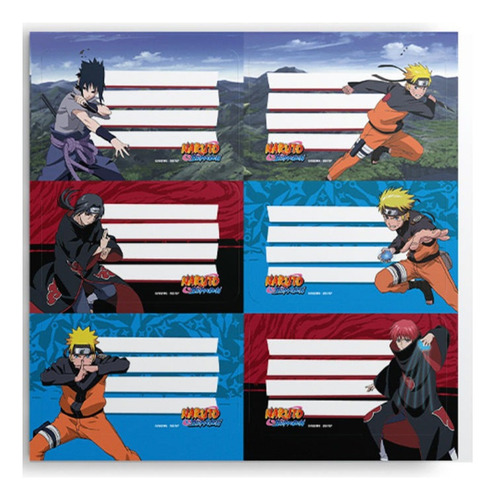 Etiqueta Escolar Mooving 12 Etiquetas Naruto Color 1