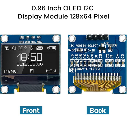 5 Pantallas Oled Ssd1306 128x64 Pixeles Display I2c Arduino