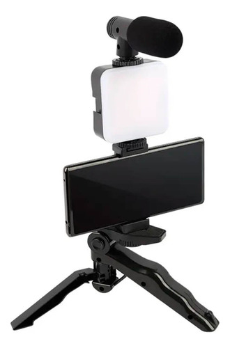 Kit Gravação 4 Em 1 Com Microfone, Led, Suporte Celular