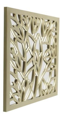 Espejo Decorativo Diseño De Hojas Dorado Medida 40x40cm