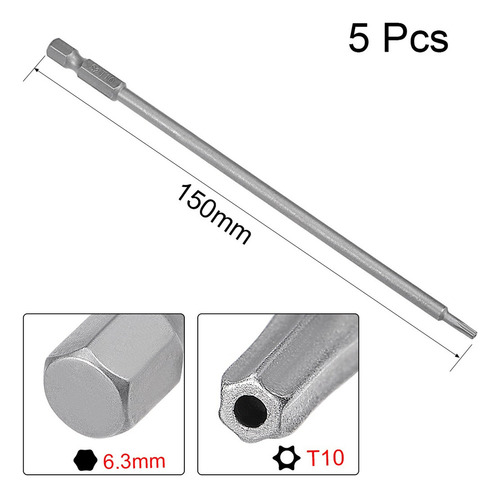 5 Punta De Destornillador Torx Magnética T10 150mm Longitud