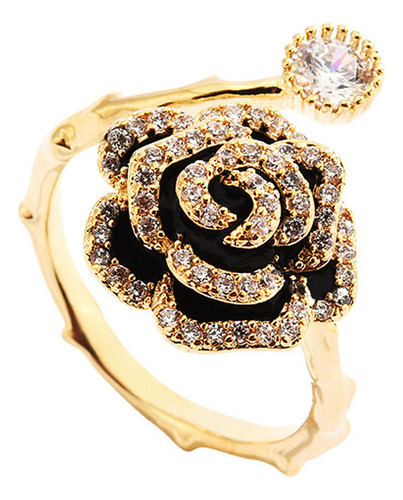 M Anillo De Rosa Chapado En Oro De Cobre Puro Con