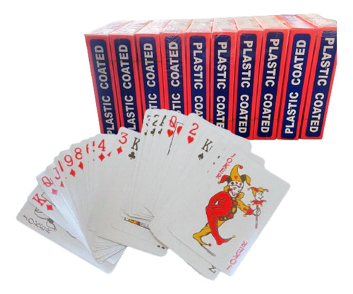 10 Baraja Poker Naipes Económica Plastifica Mazos Paquete