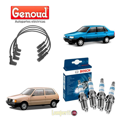 Juego Cables Y Bujias Fiat Uno Duna 1.4 / 1.6 Motor Tipo