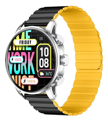 Reloj Smartwatch Inteligente Color De Malla Amarillo Y Negro