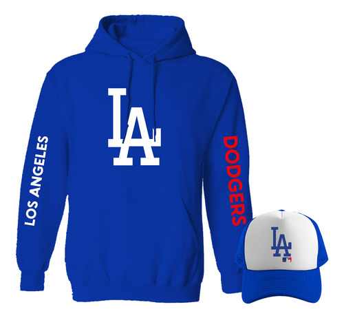 Paquete Sudadera + Gorra Sublimada: Mlb Los Angeles Dodgers
