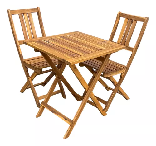 Deuba Mesa de Jardín Plegable de Madera de Acacia 70x70cm Mesita Auxiliar  Balcón Terraza