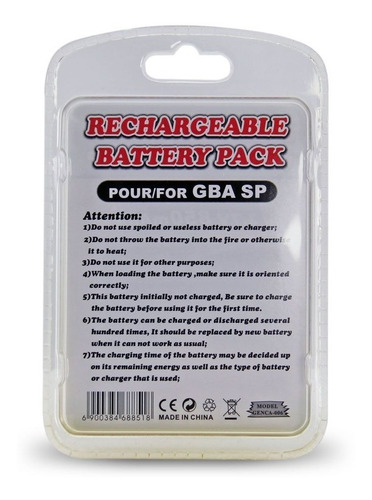 Imagen 2 de 2 de Bateria Game Boy Advance Sp 850 Mah