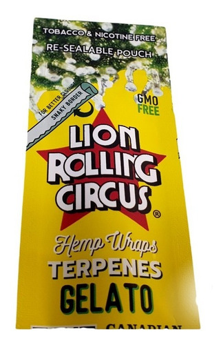 Seda Blunt Lion Rolling Circus Terpenes Gelato Com 2 Unidade
