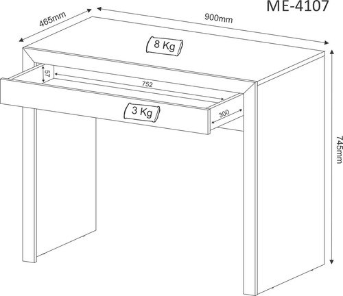 Imagen 6 de 6 de Mueble Mesa/escritorio De Apoyo P/oficina Blanco Me4107.01