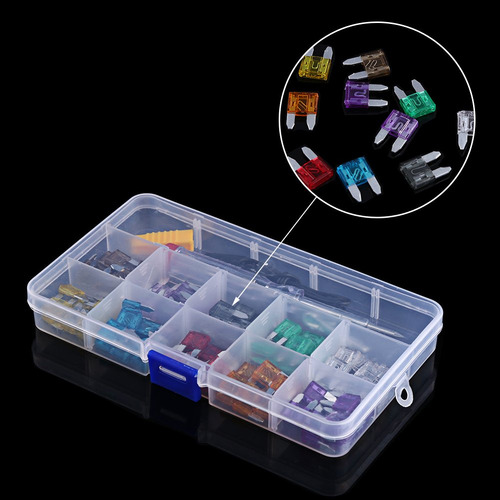 Qiilu Kit De Fusibles De Hoja De Coche, 100 Piezas 2a/3a/5a/7.5a/10a/15a/20a/25a/30a/35a De Mini Juego De Fusibles De Hoja, De Fusibles Automotrices Para Coche, Camión, Suv