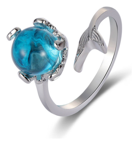 Anillos De Burbujas De Sirena De Cristal Azul De Tamaño Ajus