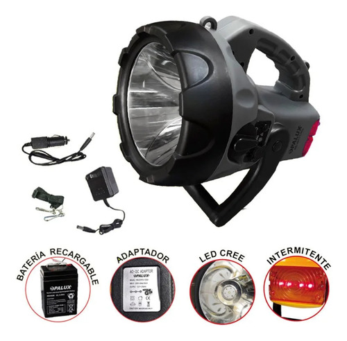 Linterna Recargable De Mano Largo Alcance Opalux 10w Chacra