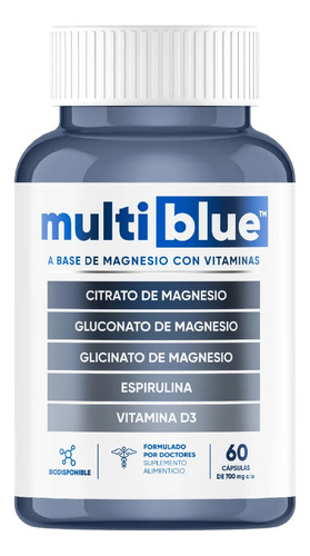 Multiblue Magnesio Con Vitaminas Fortalece Huesos 60caps Sabor Sin Sabor