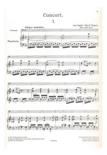J. Haydn: Konzert Fur Cello Und Klavier, Hob.viib Nr.5.