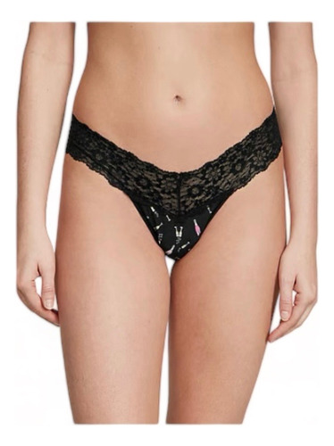 Victoria´s Secret Tanga Panty Algodón Cintura De Encaje