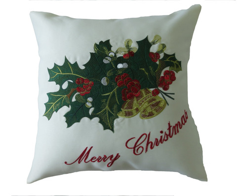 Violet Linen Almohada Decorativa, Bordada Feliz Navidad Con 