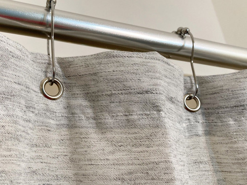 Imagen 2 de 5 de Cortina De Baño Tela Lino + Ganchos + Protector