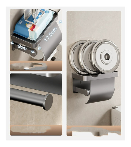 , Portarrollo Baño Autoadhesivoimpermeable Sin Taladro Pared