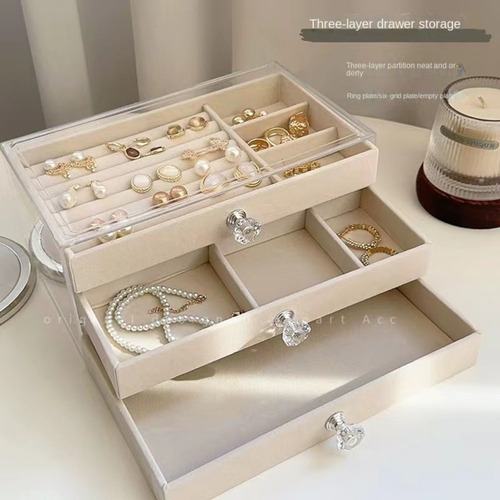 Caja De Almacenamiento Con Cajón Para Joyas De Múltiples Cap