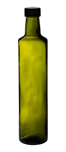 Botella Vidrio Aceite 500 Cc Redonda Verde Tapa Inserto X 48