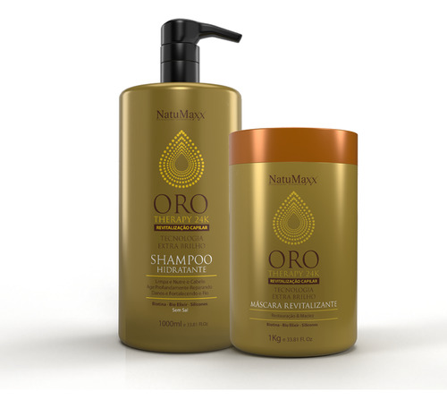 Kit Shampoo 1l + Máscara 1kg Oro Therapy 24k Natumaxx