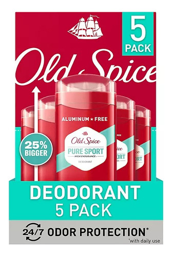 Old Spice Pure Sport Desodorante 48hr Protection 68g 5 Pack Fragancia Pure Sport 85gr