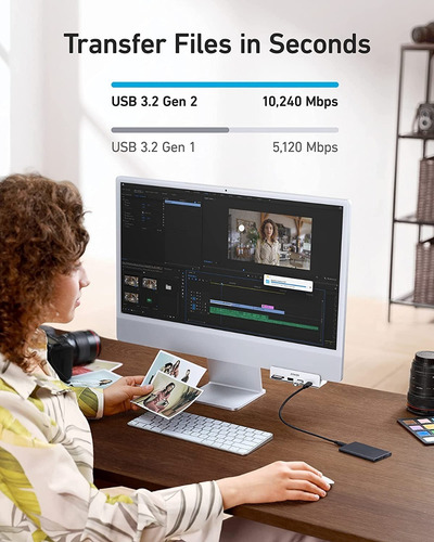 Imagen 6 de 9 de Hub Usb-c - Anker - 2 Port Usb-a 1 Usb-c 3.2 Sd/microsd iMac