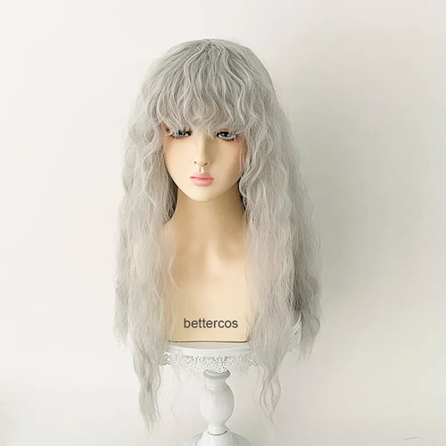 Peluca De Cosplay Berserk Griffith, Gris Claro, Rizada, Ondu