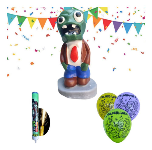 Plantas Vs Zombies Vela Cera Y Globos Para Fiesta Cumpleaños