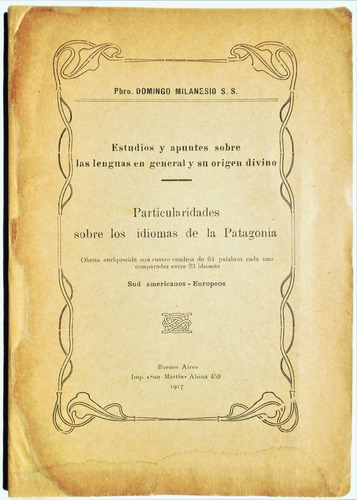 Lengua Patagonia Domingo Milanesio Mapuche Selknam 1917