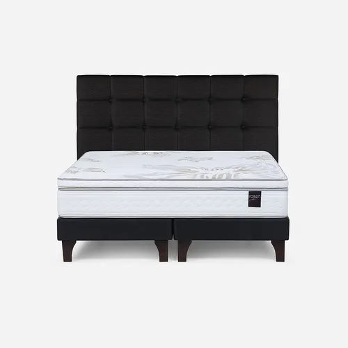 Cama Europea Rosen Art 4 Súper King + Respaldo Issey Grafito