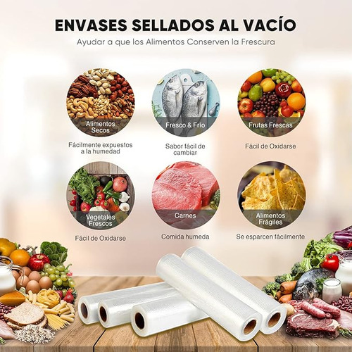 5 Rollos Bolsas Sellado Al Vacío Gofrados C/u De 2cmx5 Mtrs.