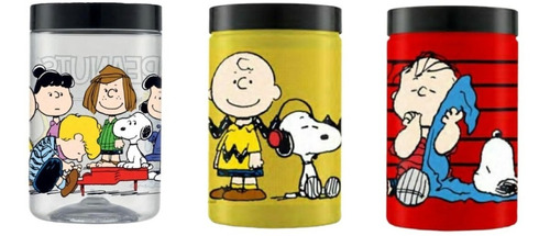 Pote Doces Bolachas Biscoitos Turma Do Snoopy Plástico 1,5l Cor Vermelho (Snoopy e Lino)