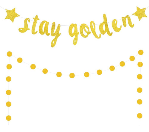 ~? 2 Piezas Stay Golden Banner Glitter Gold Lucky Birthday B
