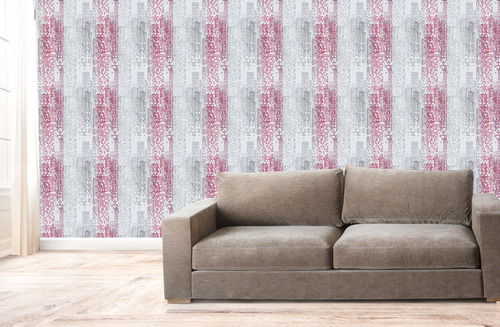 Imagen 2 de 3 de Papel Tapiz Rojo Con Gris Diseño De Puntos Con Textura