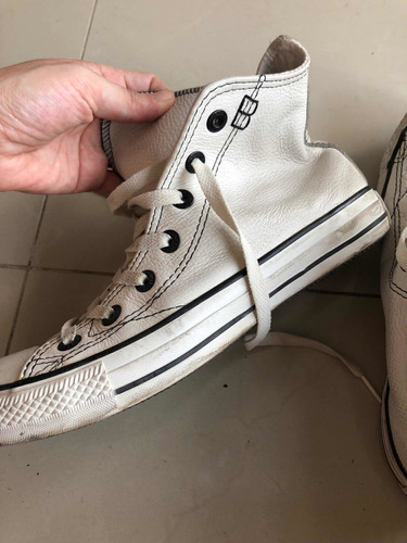 Zapatillas Converse All Star Blancas De Cuero (f3)