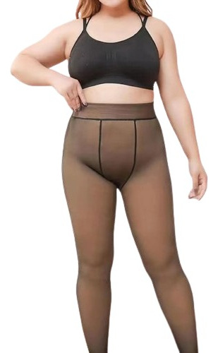 Calza Panty Invierno Con Polar Efecto Piel Sin Costura 