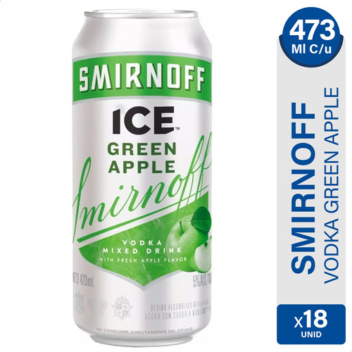 Vodka Smirnoff Ice Green Apple Lata Pack X18 - 01mercado