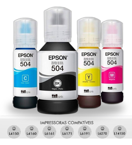 Kit Refil T504 Epson L4150 L4160 L6161 L6191 L6171