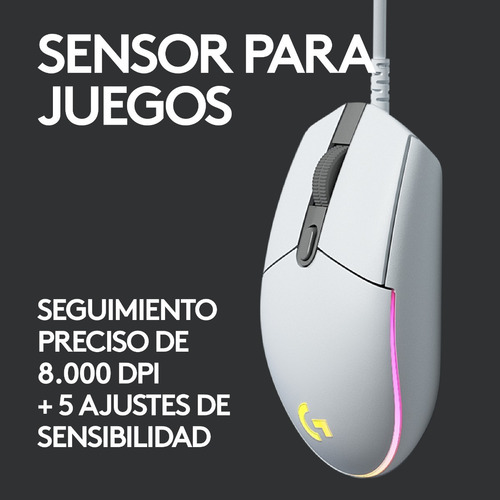 Mouse Gamer Logitech G203 New Rgb Lightsync White
