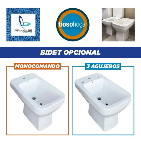 Imagen 7 de 10 de Combo Pringles Dioniso Inodoro Mochila Bide Tapa Bidet Baño